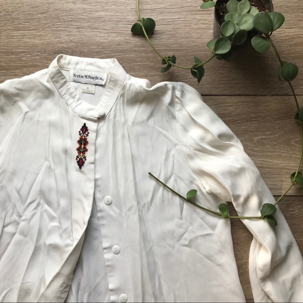 Silky Button Down Blouse - image 2